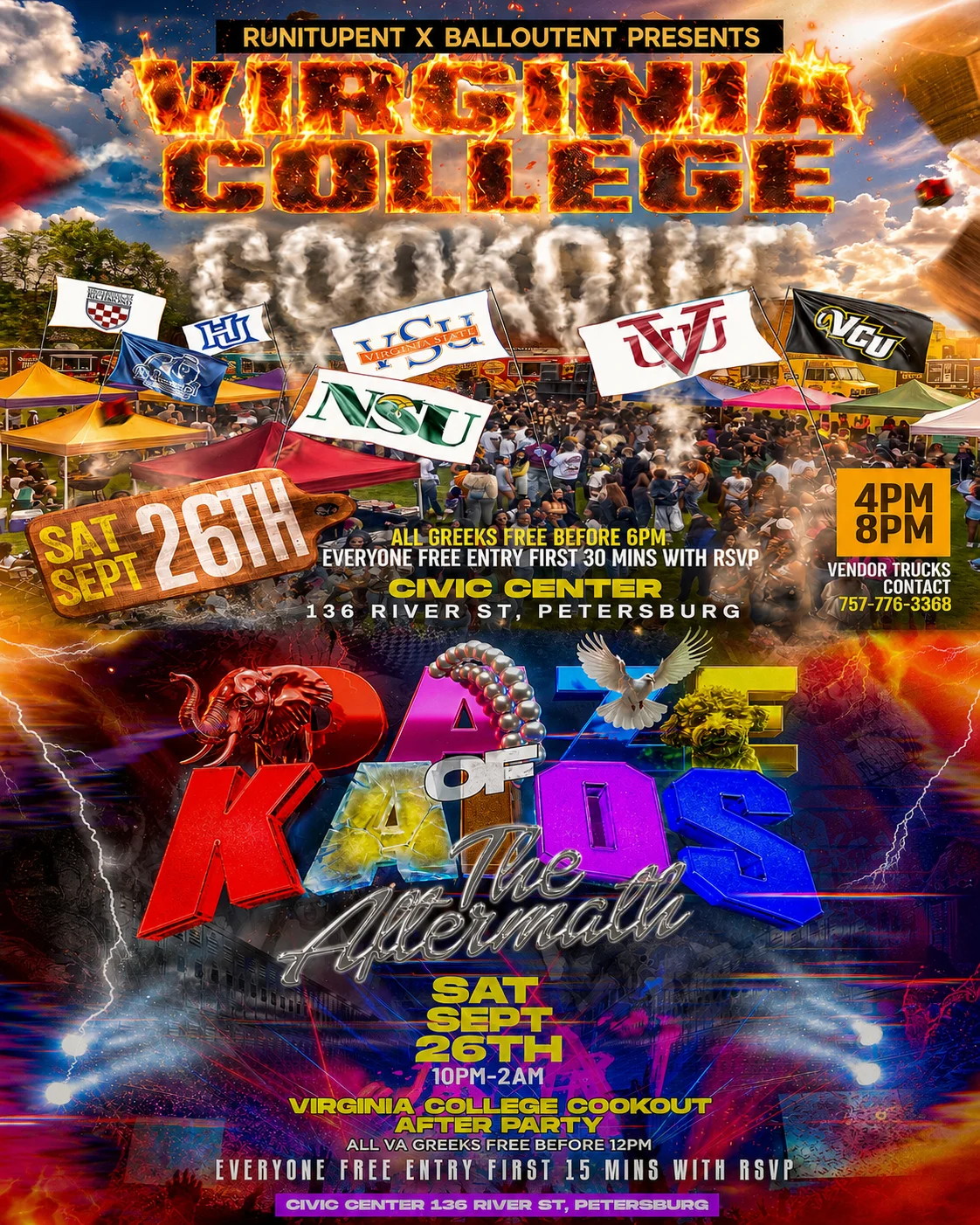 Virginia College Cookout / Daze of Kaios upcoming event flyer